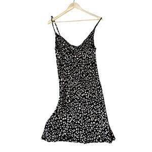 Dress Forum Satin Cowl Neck Patterned Mini Slip Dress Women's Size Medium
